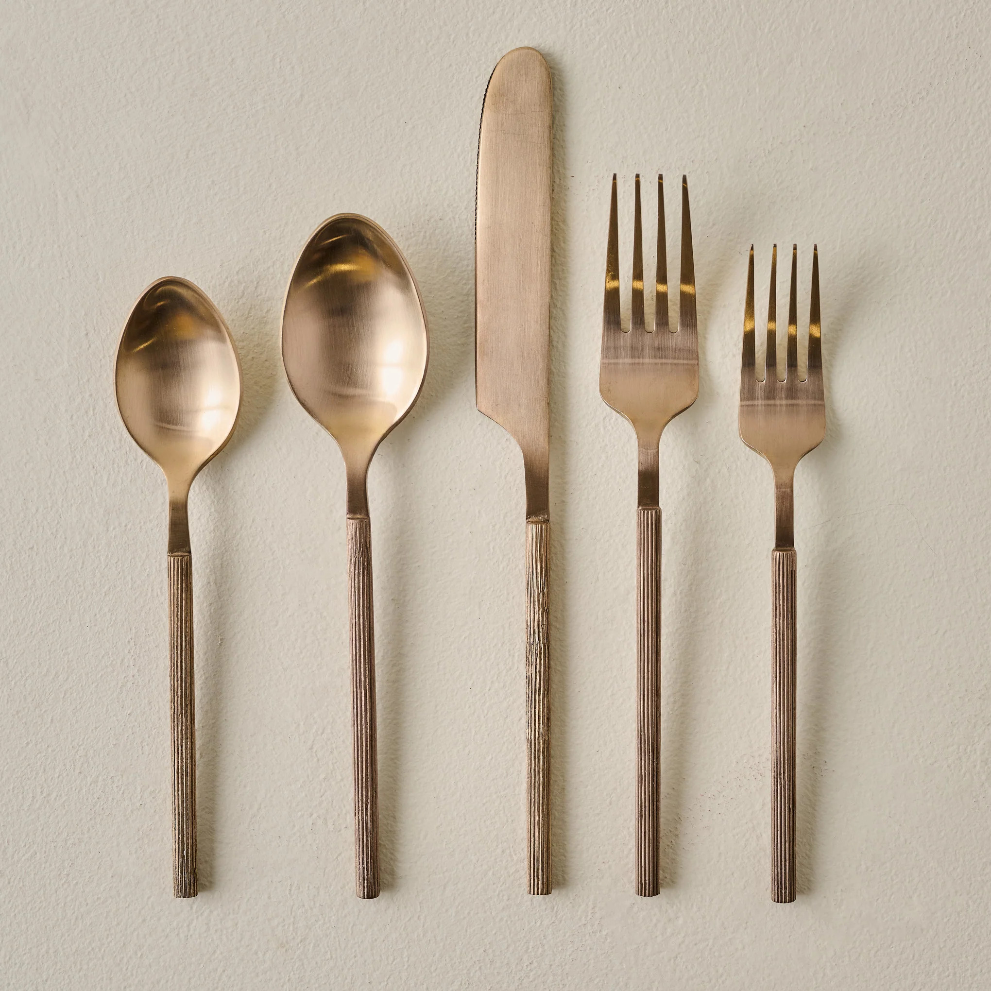 Antique Copper Ribbed Flatware Set of Five | Magnolia