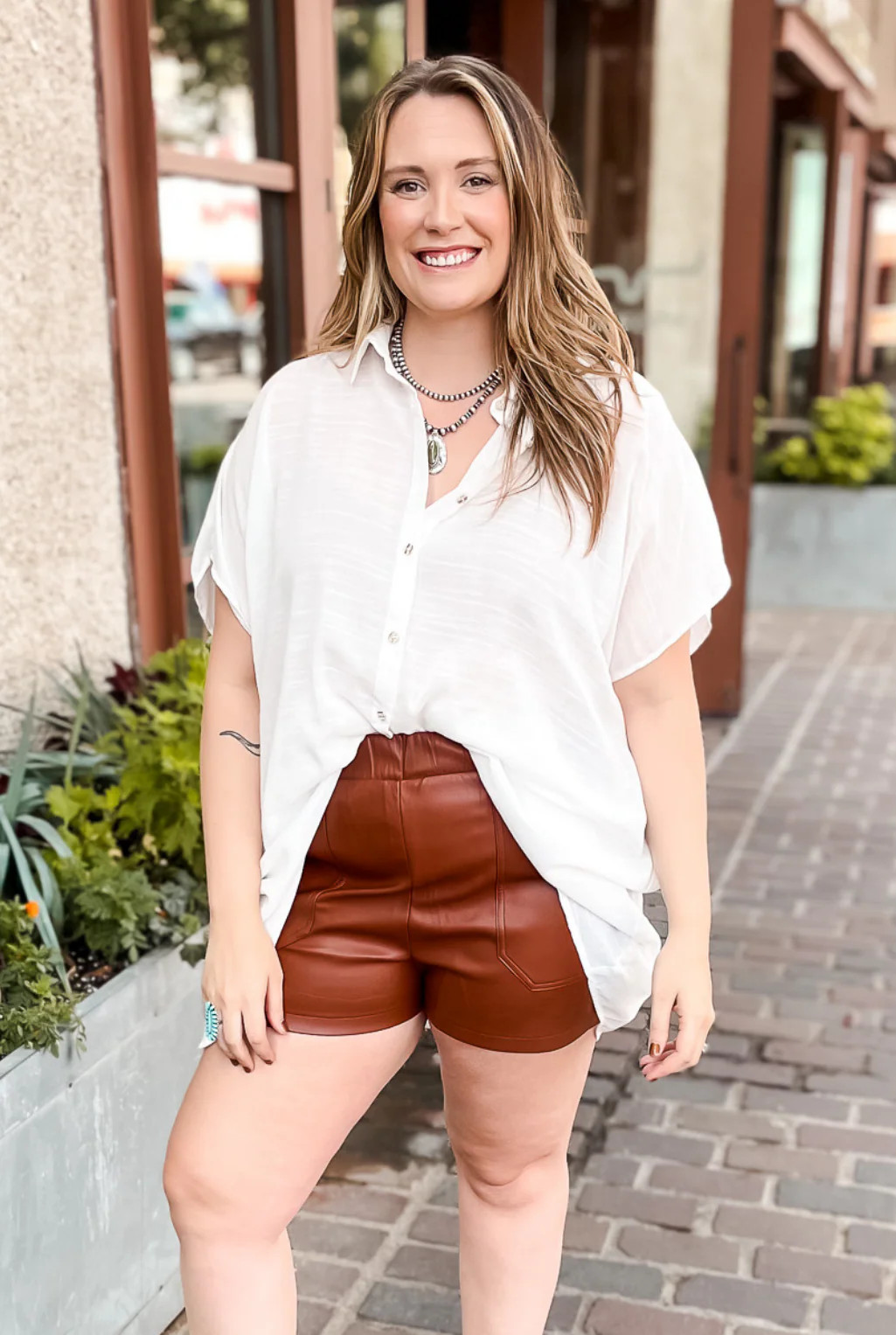 Faux The Record Short - Cognac | Tucker Brown