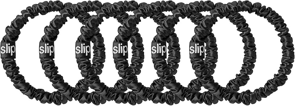 Slip Silk Skinnie Scrunchies in Black - 100% Pure 22 Momme Mulberry Silk Scrunchies for Women - H... | Amazon (US)