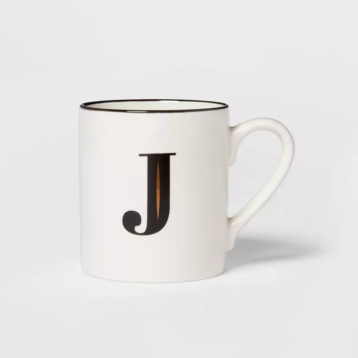 16oz Stoneware Monogram Mug White - Threshold™ | Target