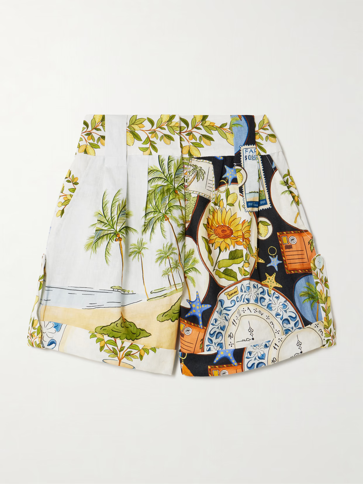 Farm Rio - Printed Linen Shorts - Blue | NET-A-PORTER (US)