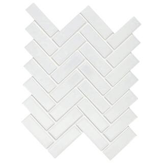 Restore Bright White Glossy 9 in. x 12 in. Glazed Ceramic Herringbone Mosaic Tile (0.6 sq. ft./ea... | The Home Depot