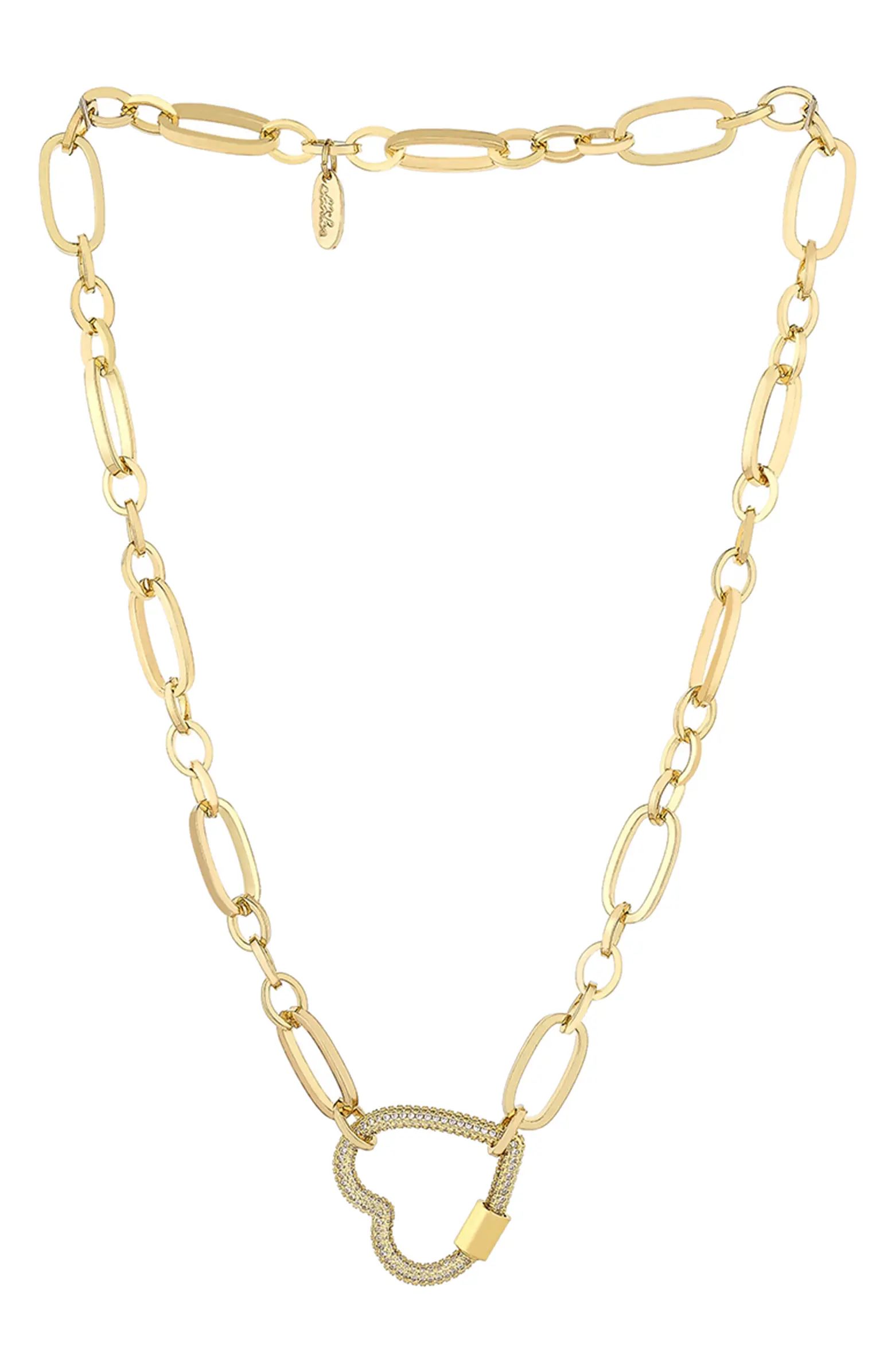 Crystal Pavé Heart Clasp Necklace | Nordstrom