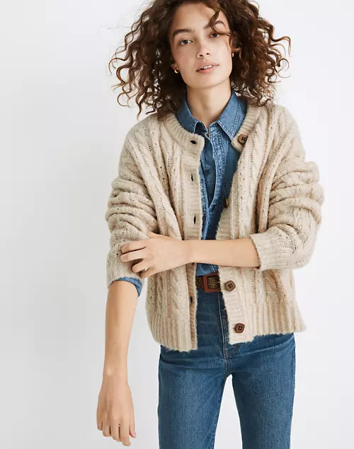 Pointelle Cable Cardigan Sweater | Madewell