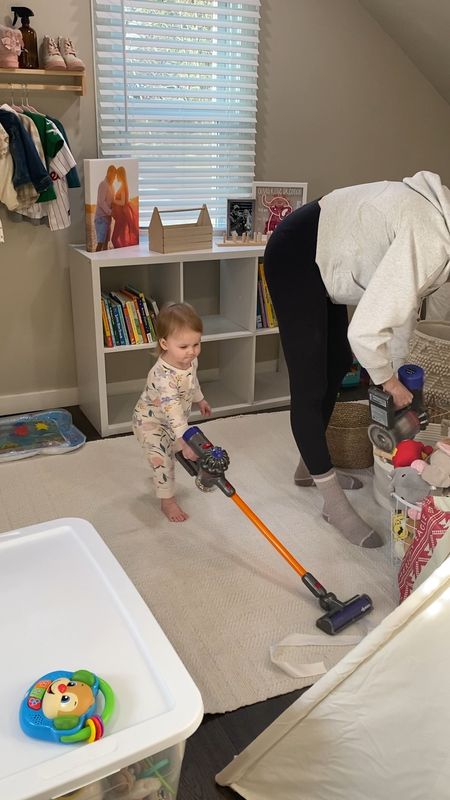 Cleaning the nursery with my little helper 