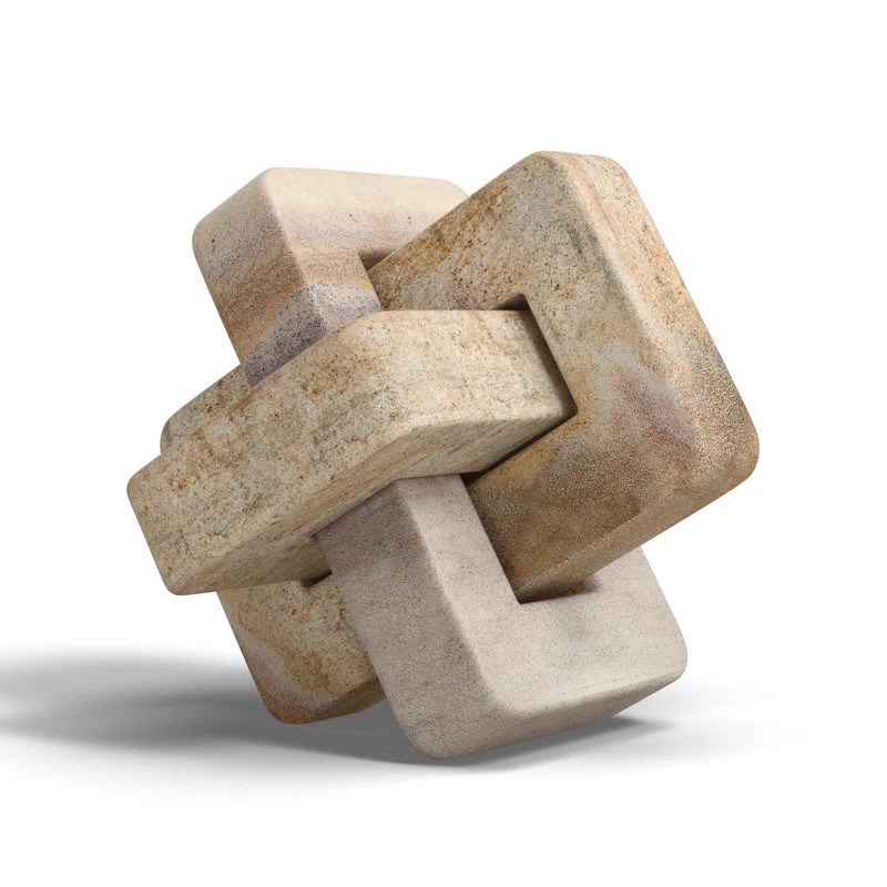 5" Marble Geometric Orb - Contemporary Abstract Interlinking Geometric Shape - 5" x 5" x 5" | Wayfair North America