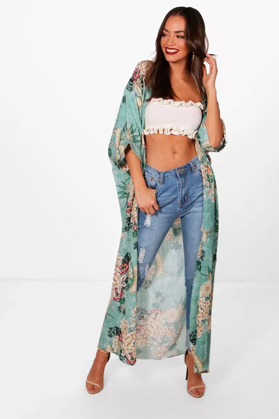 Floral Print Maxi Kimono | Boohoo AU