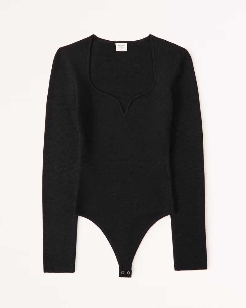 Abercrombie & Fitch Women's Sweetheart Sweater Bodysuit in Black - Size XXS | Abercrombie & Fitch (US)