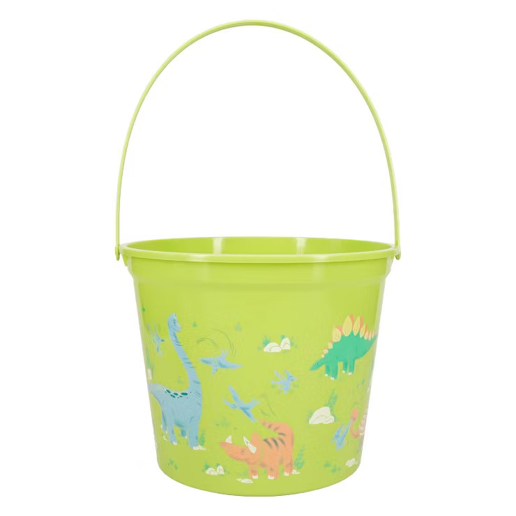 7.5"x9.5" Round Plastic Decorative Easter Bucket Dino Print - Spritz™ | Target