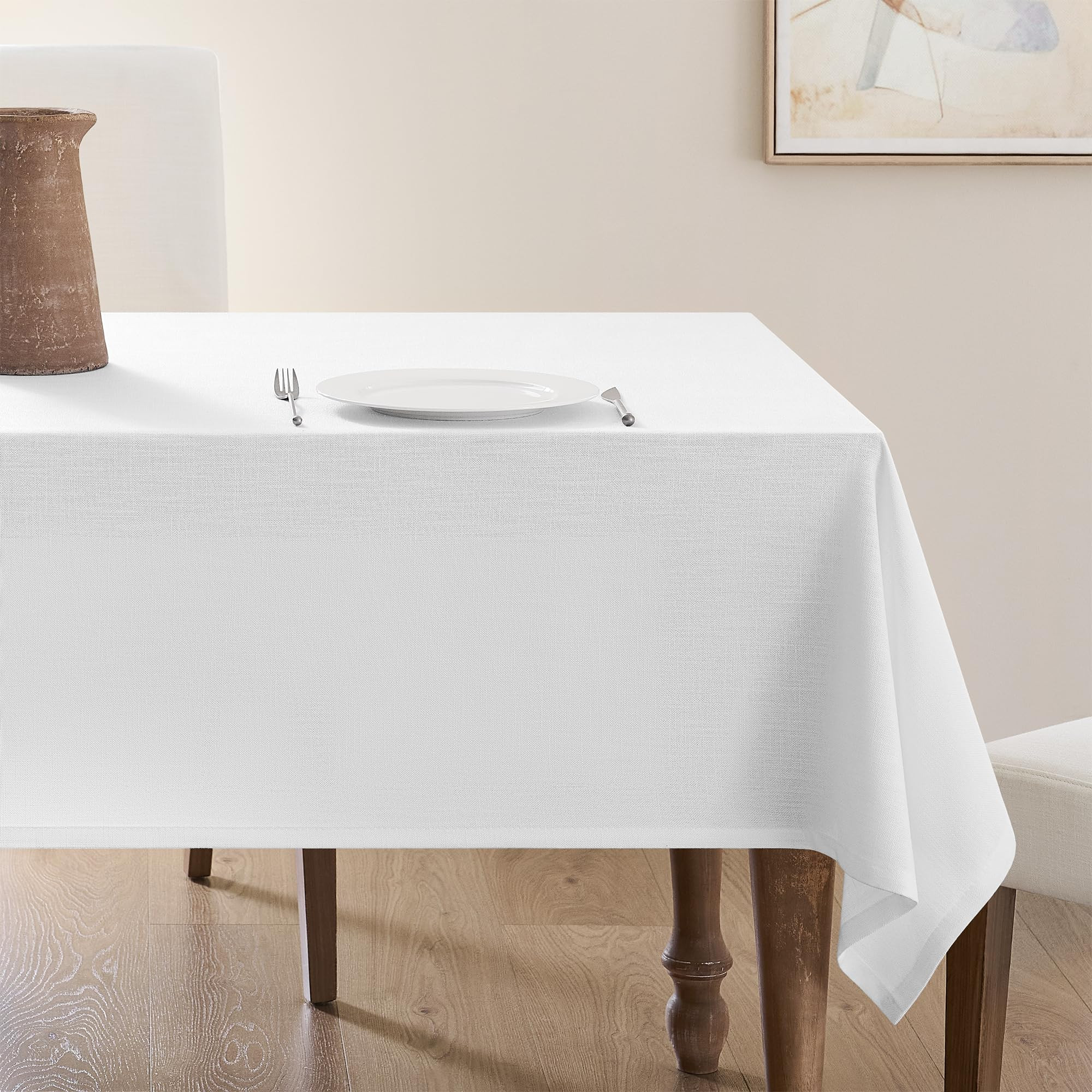 White Rectangle Tablecloth 55 x 102 Inch White Linen Table Cloth for 6 Foot Rectangle Table Wrink... | Amazon (US)