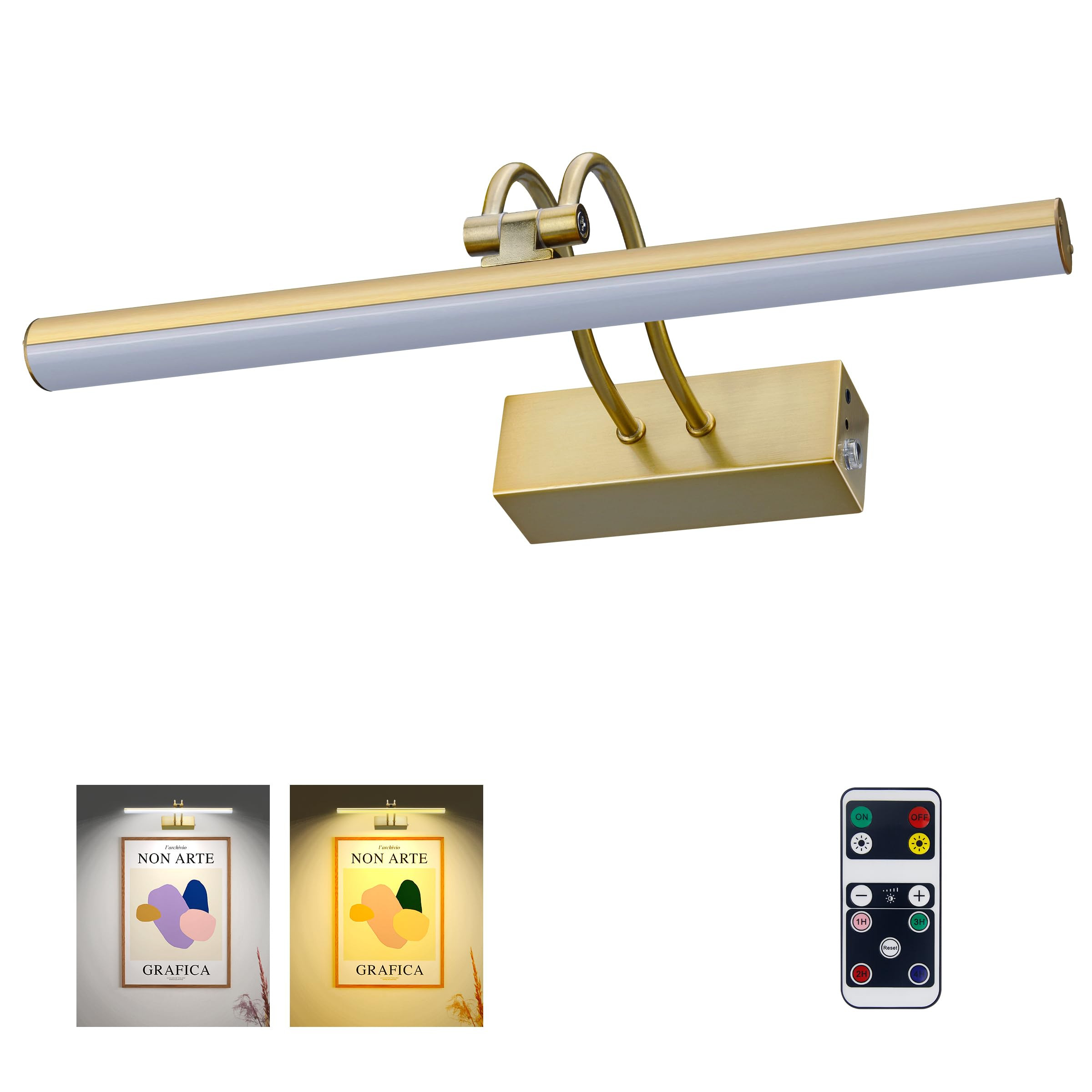 Picture Light,16in Wireless Battery Wall Lighting,Remote Art Lights for Paintings with Timer and ... | Amazon (US)