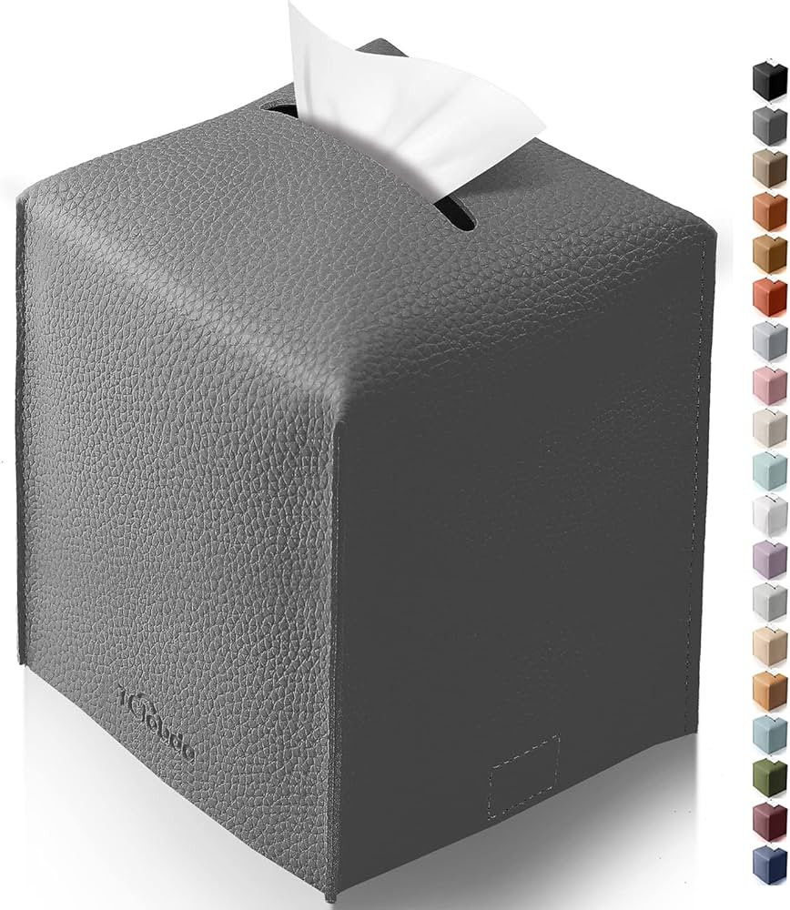 Tissue Box Cover for PU Leather, Modern Simple Solid Color Holder Square Tissue Bag, Ideal for Ba... | Amazon (US)