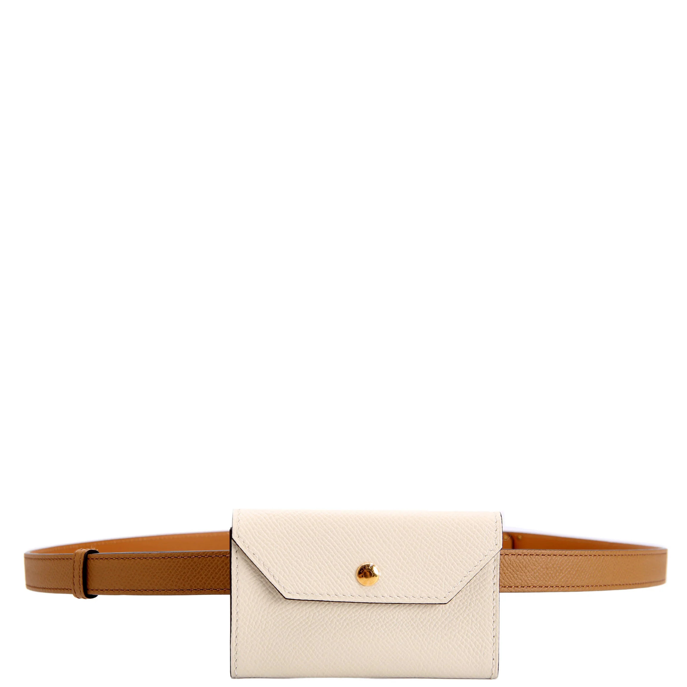 Kelly Pocket 18 Belt Epsom Brown/Ivory | Keeks Designer Handbags