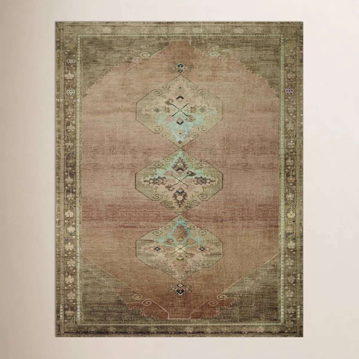 Magnolia Home By Joanna Gaines X Loloi Sinclair Machine Washable Clay / Tobacco Area Rug | Birch Lane