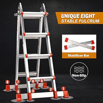 Soctone Ladder, A Frame 4 Step Ladder Extension Ladder, 17 Ft Multi Position Ladder & Removable T... | Amazon (US)