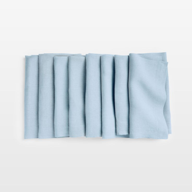 Marin Light Blue EUROPEAN FLAX -Certified Linen Napkins, Set of 8 + Reviews | Crate & Barrel | Crate & Barrel