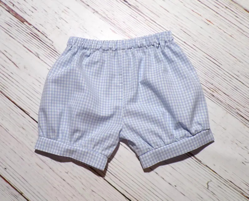 Basic Blue 1/8 Gingham Banded Shorts | Etsy (Global)