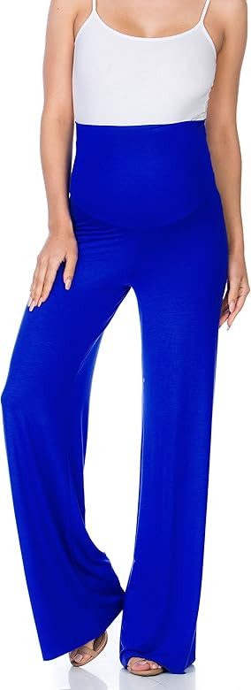 My Bump Women's Maternity Casual Bohemian Damask Palazzo Pants W/Tummy Control | Amazon (US)