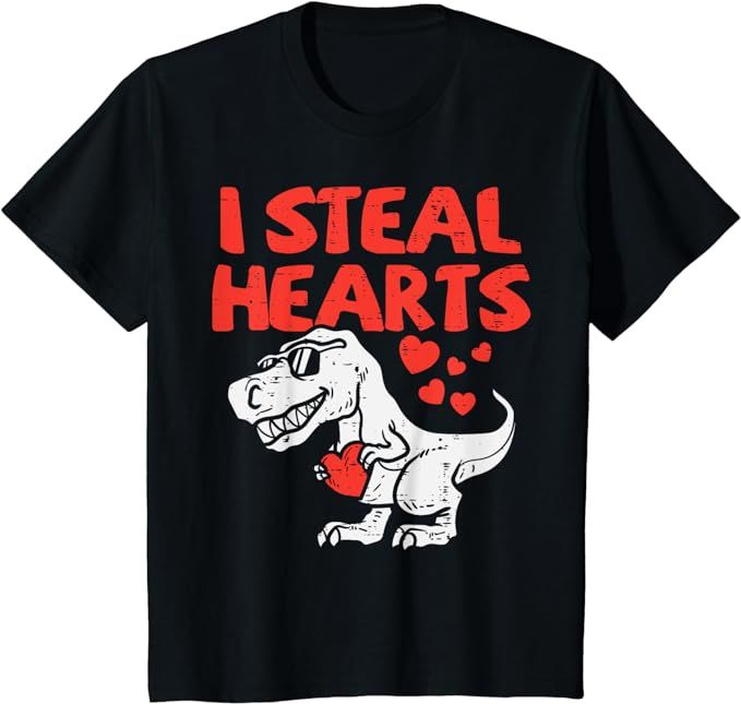 Kids I Steal Hearts Trex Dino Baby Boy Valentines Day Toddler T-Shirt | Amazon (US)