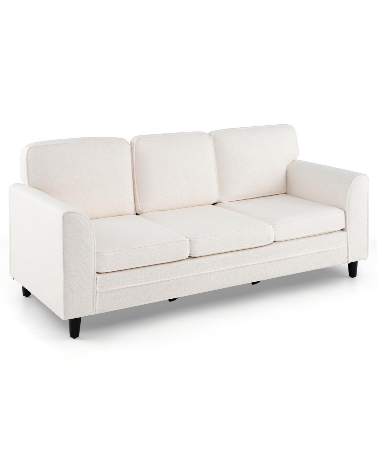 Sugift Upholstered Three Seat Sofa with Plush Back Cushions - White | Macy's