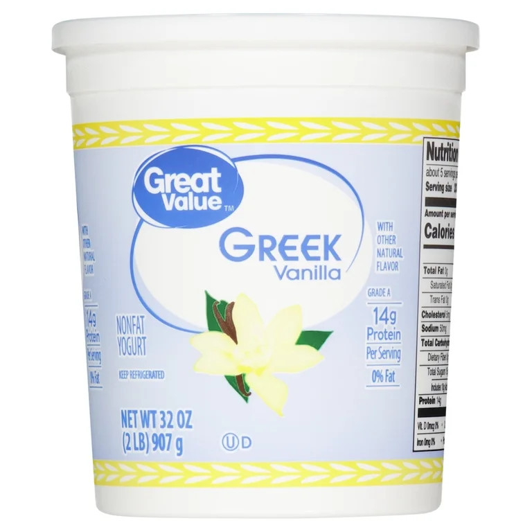 Great Value Vanilla Nonfat Greek Yogurt, 32 oz Tub | Walmart (US)