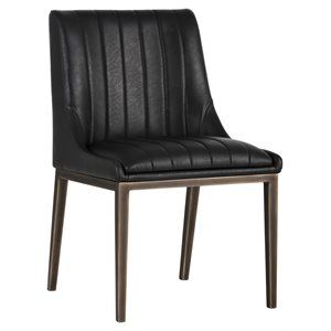 Sunpan Halden 20" Modern Faux Leather and Steel Dining Chair in Vintage Black | Cymax