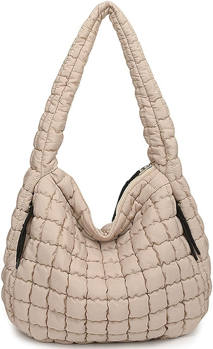 Puffer Tote, Quilted Puffer Hobo Bag, Lightweight Puffy Quilted Shoulder Bag for Work, Gym, Trave... | Amazon (US)