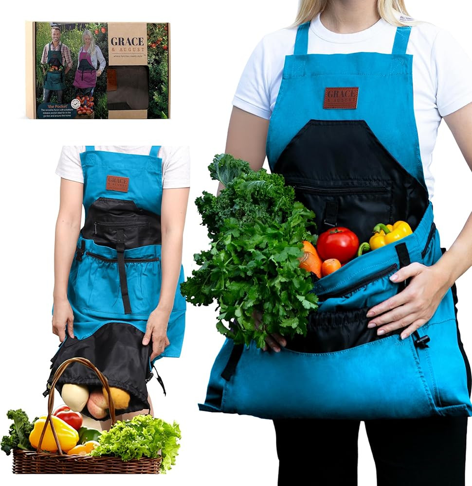 Gardening Apron with Pockets for Women & Men - Garden Apron 7 Pockets & Internal Drawstring Bag -... | Amazon (US)