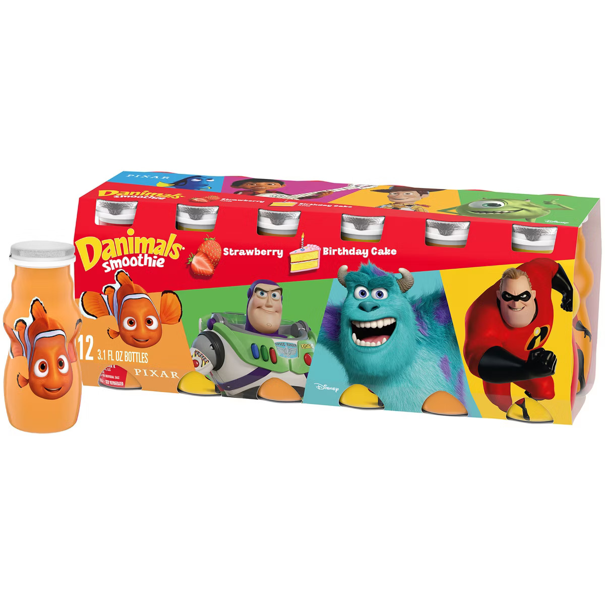 Danimals Strawberry & Birthday Cake Kids' Smoothies - 12ct/3.1 fl oz Bottles | Target