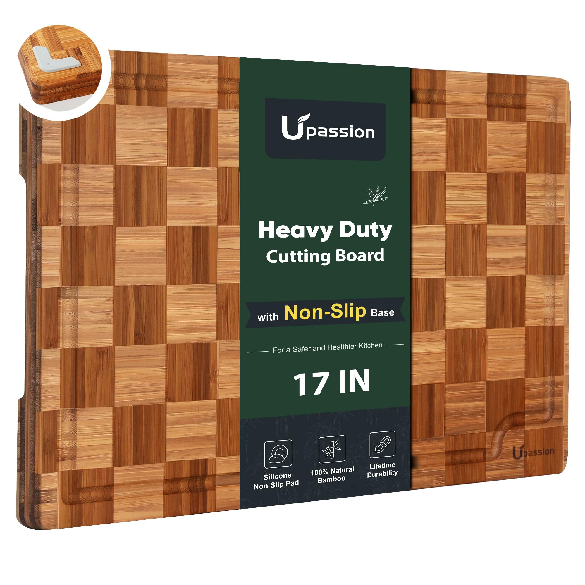 Heavy Duty Bamboo Cutting Boards Best Non Toxic Book Checkered Wood Cutting Boards for Kitchen So... | Amazon (US)