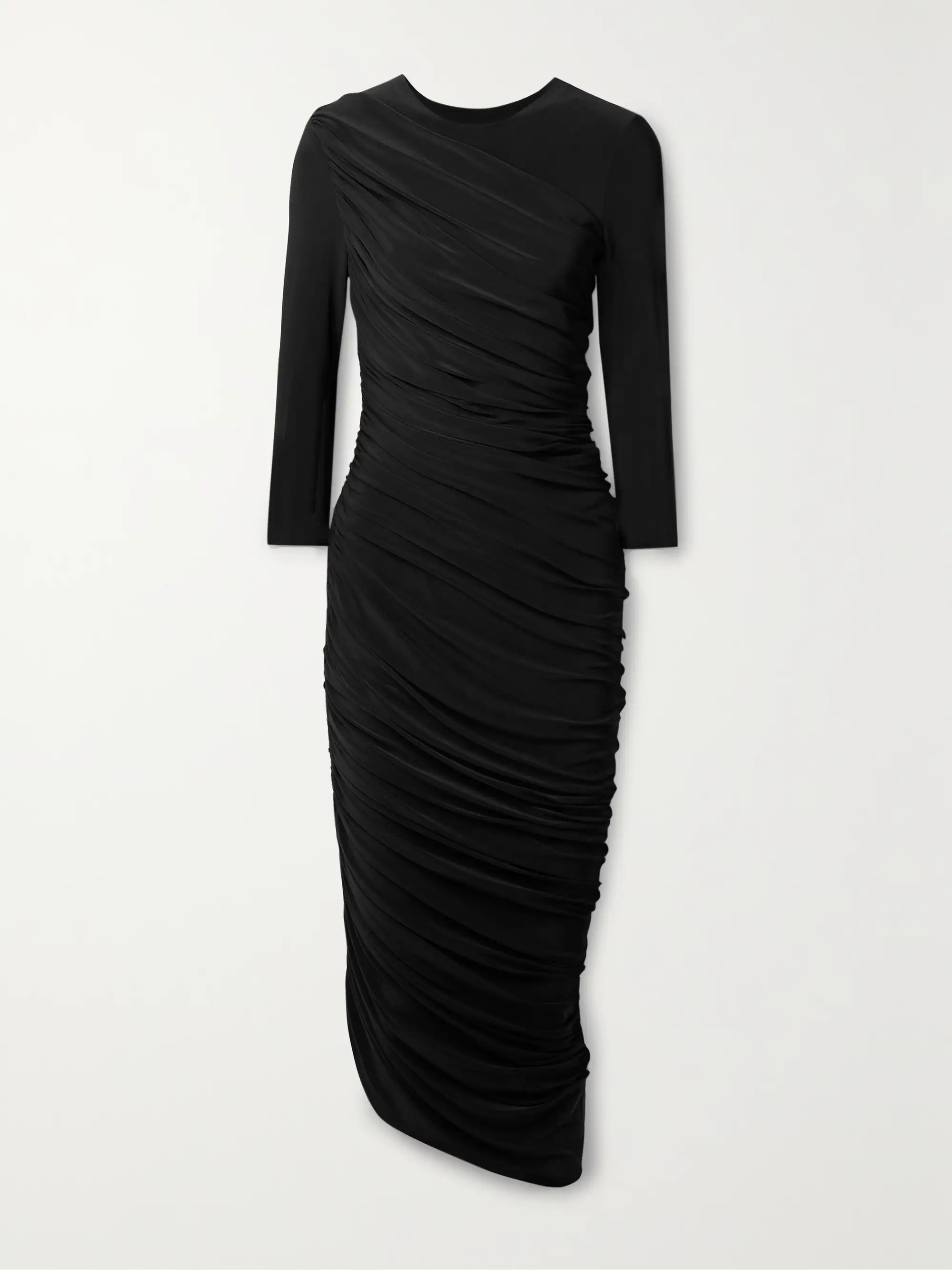 Diana ruched asymmetric stretch-jersey midi dress | NET-A-PORTER (US)