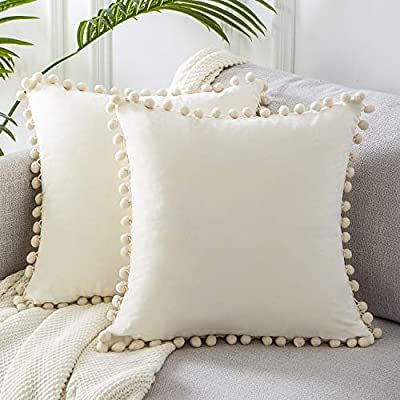 Top Finel Accent Decorative Throw Pillow Covers Soft Velvet Outdoor Cushion Covers 18 X 18 with P... | Amazon (CA)