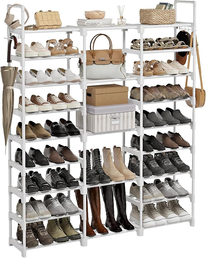 WOWLIVE 9 Tiers Large Shoe Rack White Shoe Rack Organizer for Closet 50-55 Pairs Stackable Heavy ... | Amazon (US)