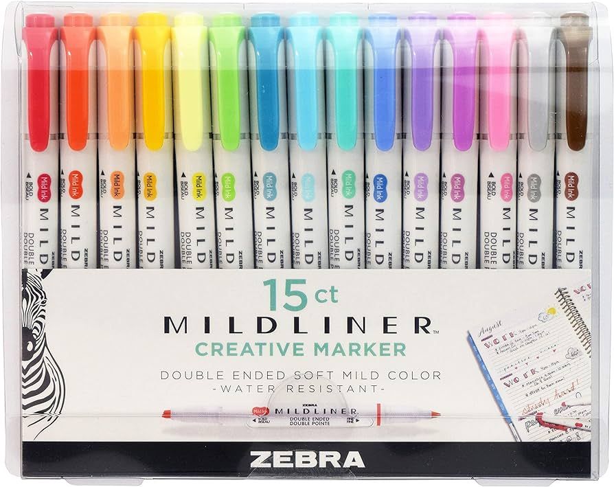 Zebra Pen Mildliner Double Ended Highlighter Set, Broad and Fine Point Tips, Assorted Ink Colors,... | Amazon (US)