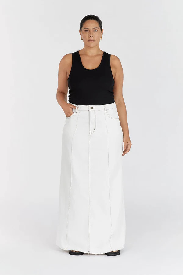 DELLA OFF WHITE COLUMN DENIM SKIRT | DISSH