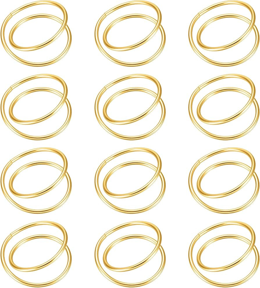 TecUnite 12 Pieces Gold Napkin Rings Metal Spiral Napkin Rings Buckles Simple Alloy Silver Pink N... | Amazon (US)