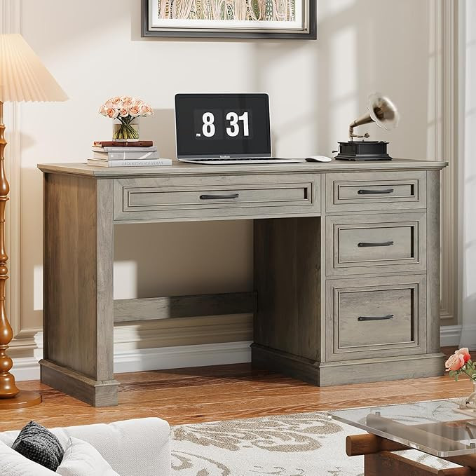Vabches Farmhouse 47" Executive Desk, Computer Desk with Drawers and File Drawer, Workstation Com... | Amazon (US)