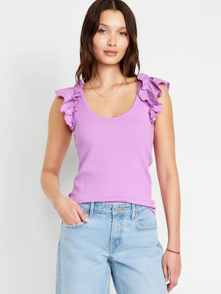 Ruffle-Trim Mixed Fabric Top | Old Navy (US)