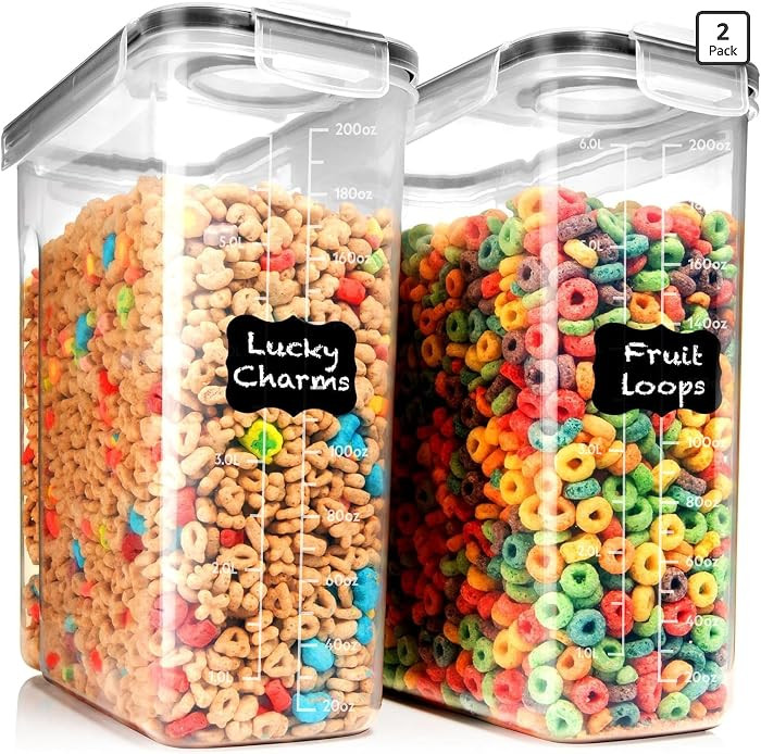 Shazo 2 Pack (6.3L / 213OZ) EXTRA Large Airtight Food Storage Cereal Containers for Bulk Food Sto... | Amazon (US)
