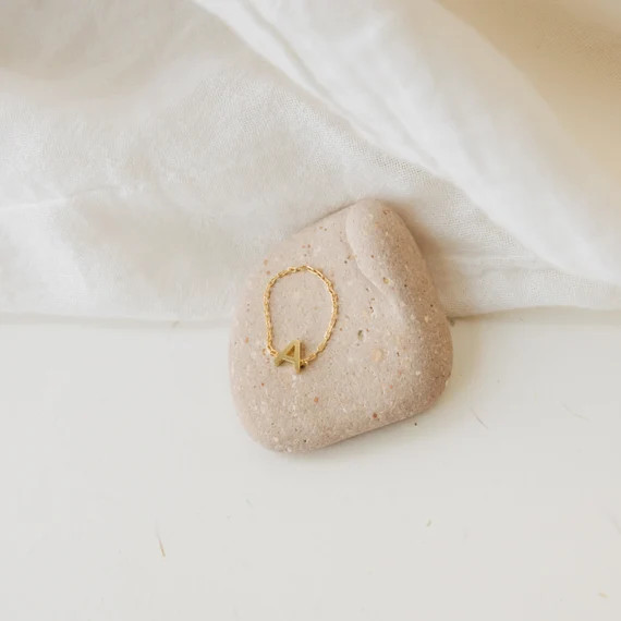 Chain Initial Ring by Caitlyn Minimalist • Letter Chain Ring • Custom Initial Ring • MOTHER... | Etsy (US)