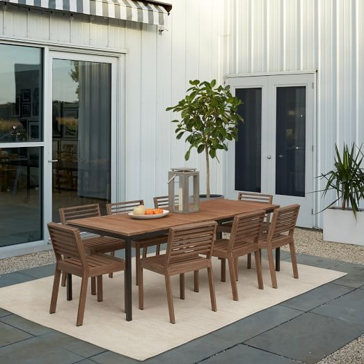 Frame Outdoor Dining Table & Santa Fe Slatted Chairs Set | West Elm (US)