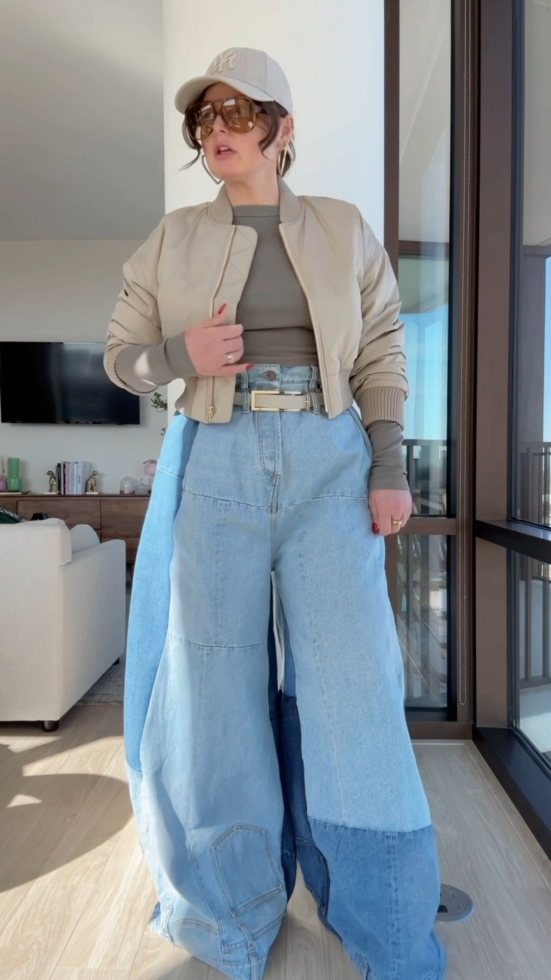 Oversized ultra wide leg patchwork jeans are as expected oversized. I’m wearing the small/medium and will have to wear a 4” heel or have them hemmed.

I sized down in the bomber jacket for a more cropped fit.



#LTKgrwm #LTKPetite #LTKootd
