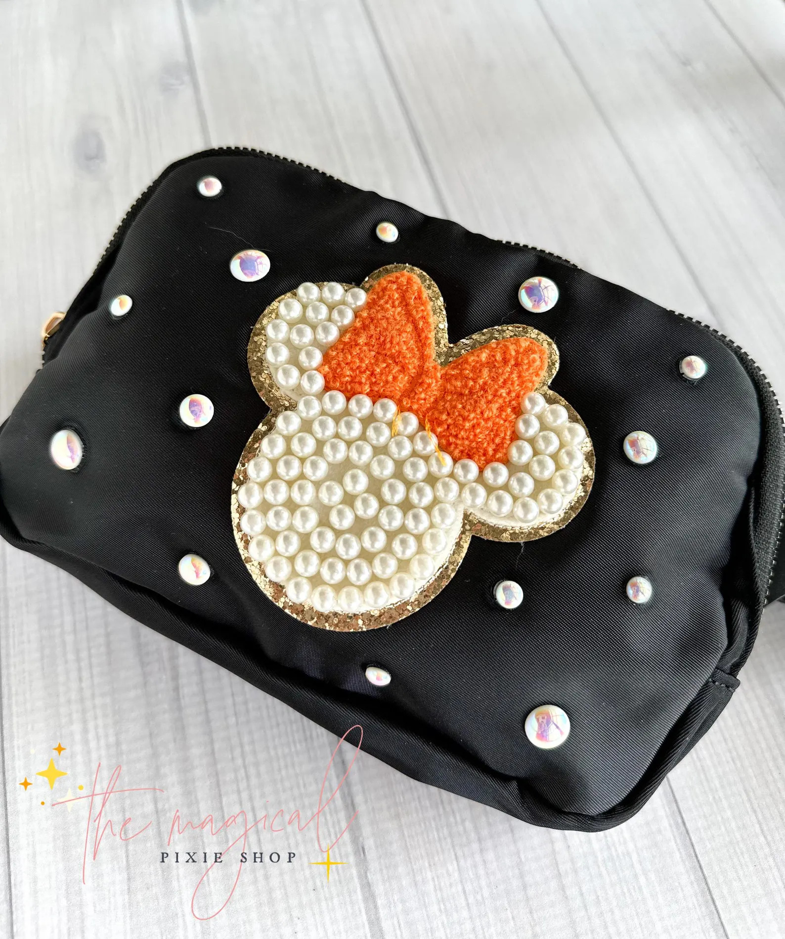 Fall Halloween Mouse Black Crossbody Bag With Iridescent Pearls, Bridal Pearl Mouse Bag, Theme Pa... | Etsy (US)