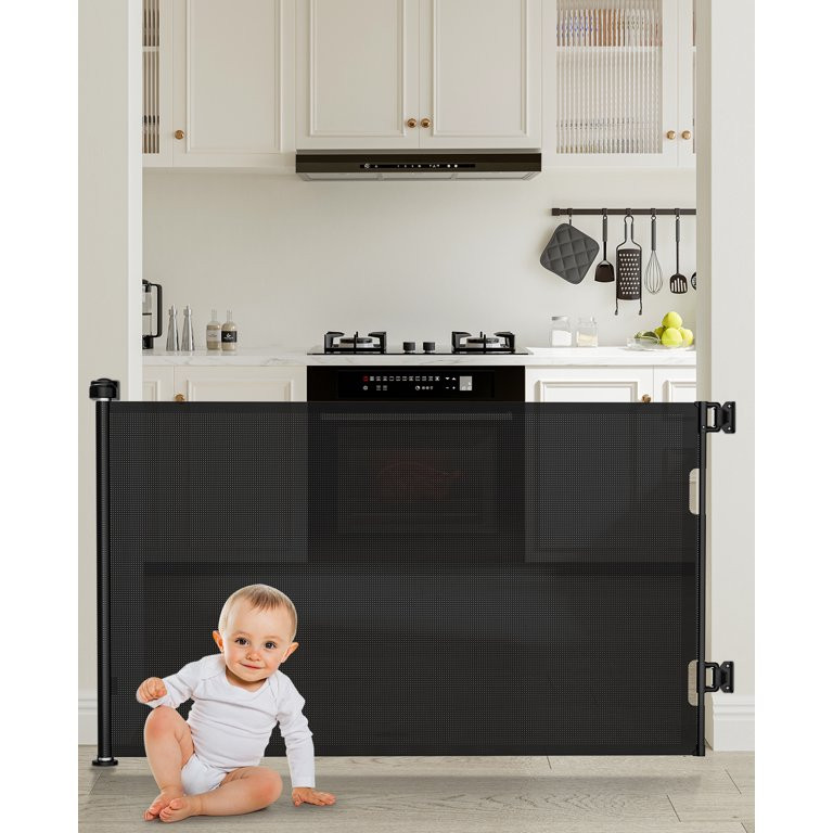 Retractable Mesh Baby & Dog Pet Safety Gate for Stairs & Doorways - 33" Tall, Extends to 55" Wide... | Walmart (US)