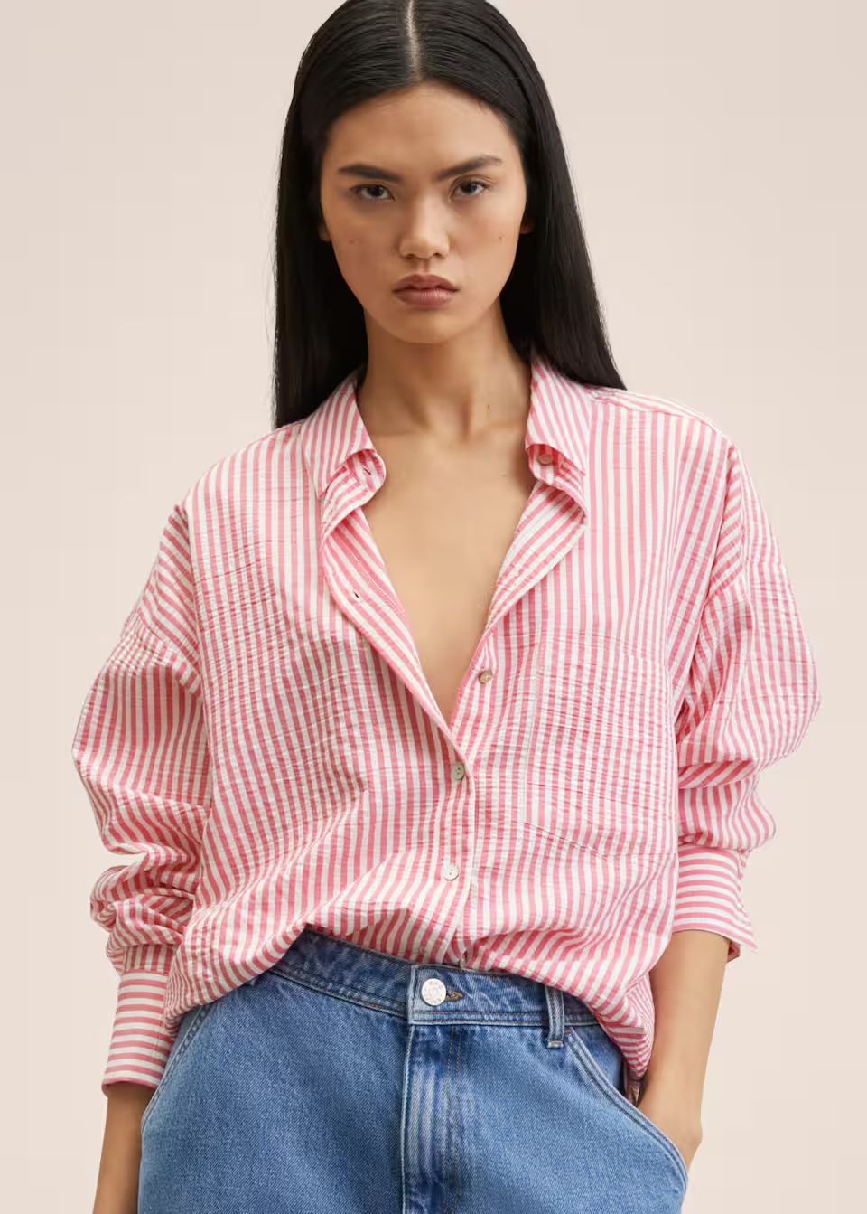 Oversize striped shirt | MANGO (US)