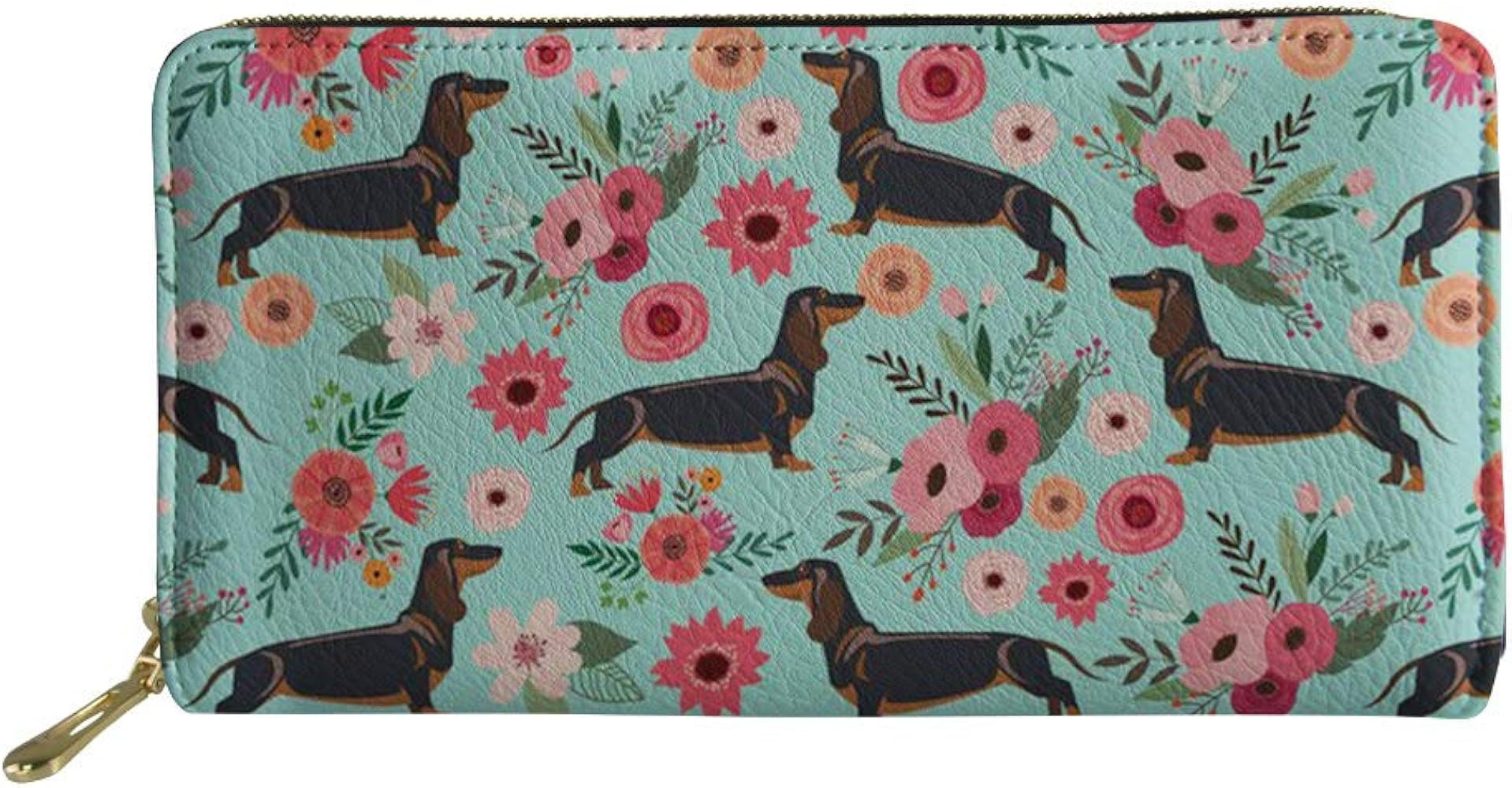 Female Pouch 3D Printing Black Dachshund Zippered Long Wallet | Amazon (US)