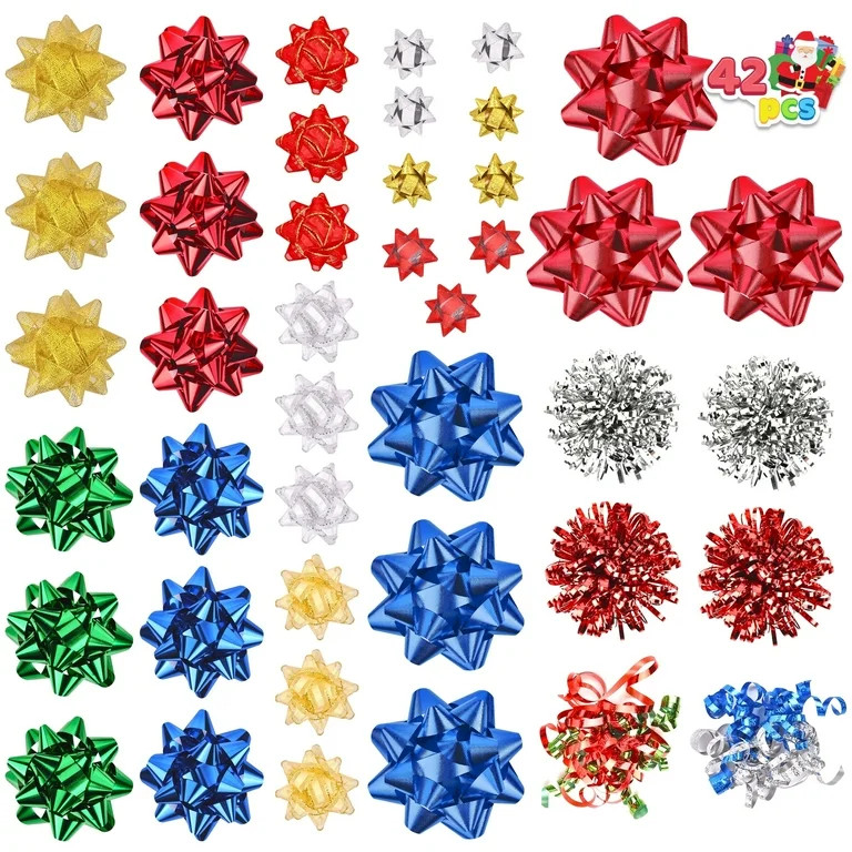 Joyfy 42 Pcs Christmas Gift Pull Bows with Ribbon Assorted Size Self Adhesive Gift Wrapping Acces... | Walmart (US)
