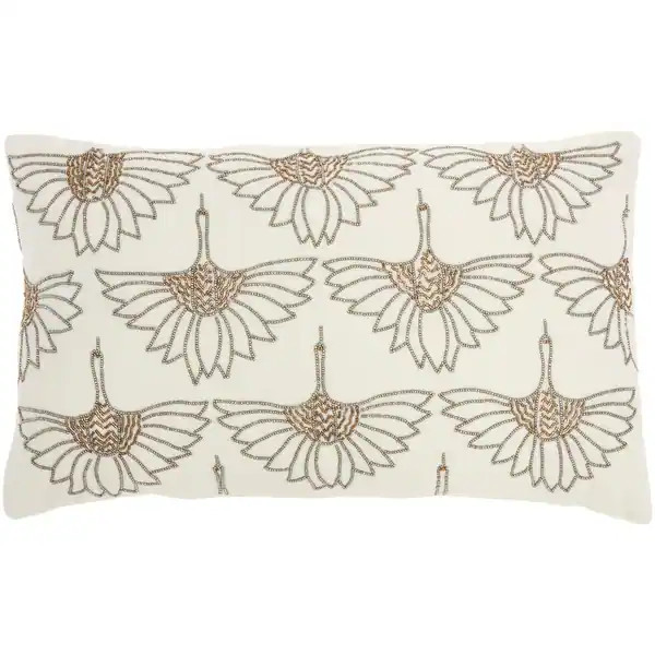 Beaded Floral Lumbar Pillow | Bed Bath & Beyond