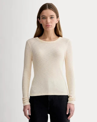 Women's Rib-Knit Crew Sweater by Everlane in Bone White, Size S | Everlane