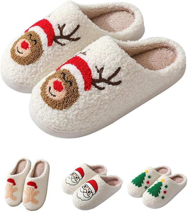 Christmas Slippers Memory Foam for Women Men Soft Plush Fuzzy Winter holiday slippers Cozy Plush ... | Amazon (US)
